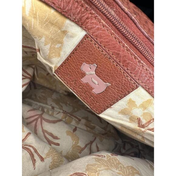 Radley Brown vintage Pebbled Shoulder Bag Buckle Zipper Brass Hardware - Picture 7 of 9